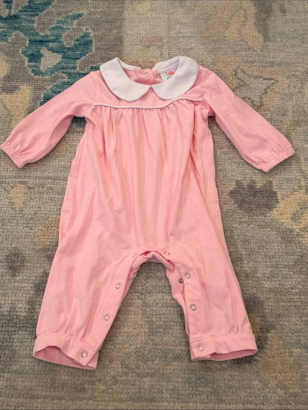Classic Pink Romper with White Peter Pan Collar